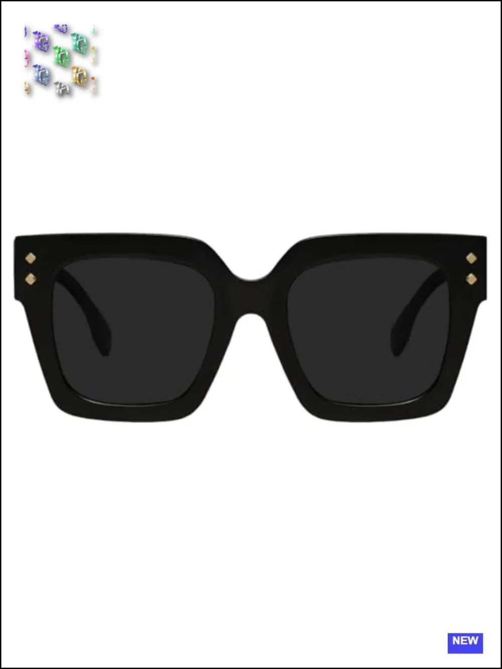 Oversized Square Sunglasses Polarized UV400 TAC Lens Metal Studs